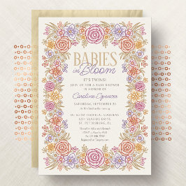 Twins Autumn Floral Baby shower Kaart