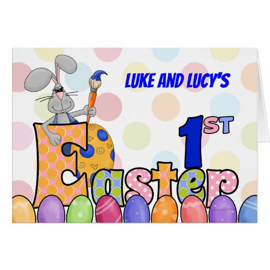 Twins Babies Names 1st Paashes Bunny Painting (Voorkant Horizontaal)