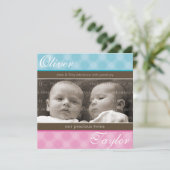 TWINS BABY AANKONDIGING :: harmonie 1SQ (Staand voorkant)