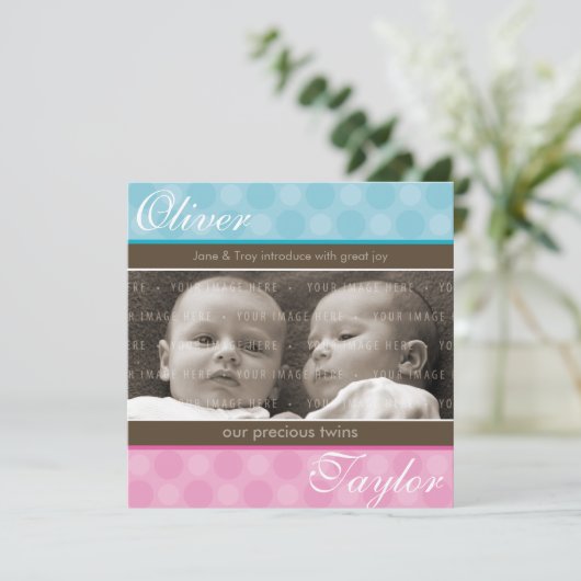 TWINS BABY AANKONDIGING :: harmonie 1SQ (Staand voorkant)