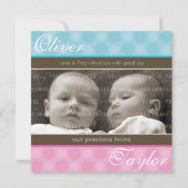 TWINS BABY AANKONDIGING :: harmonie 1SQ (Voorkant)