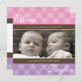 TWINS BABY AANKONDIGING :: harmonie 4SQ (Voorkant / Achterkant)