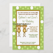 TWINS Baby aap 5x7 1e verjaardag uitnodiging (Voorkant / Achterkant)