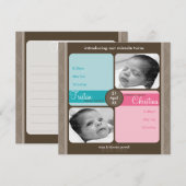 TWINS BABY BEDANKT :: gekoesterd 1SQ Aankondiging (Voorkant / Achterkant)