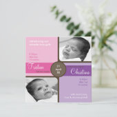 TWINS BABY BEDANKT :: gekoesterde 4SQ (Staand voorkant)