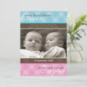 TWINS BABY BEDANKT :: harmonie 1P Aankondiging (Staand voorkant)