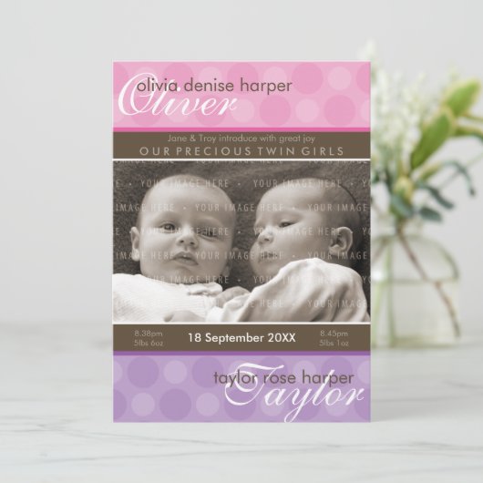 TWINS BABY BEDANKT :: harmonie 4P (Staand voorkant)