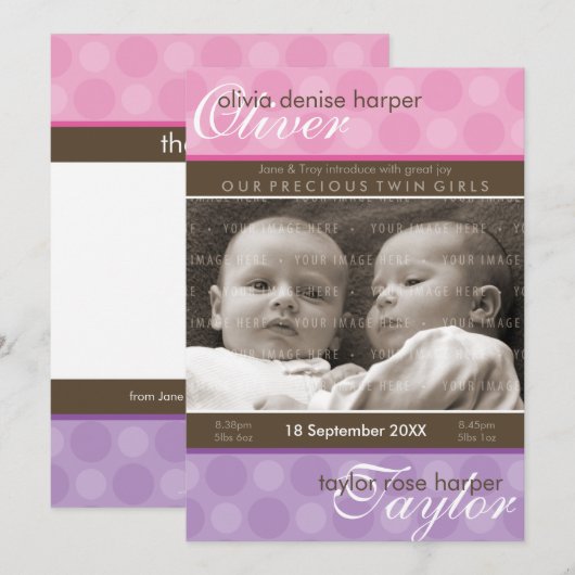 TWINS BABY BEDANKT :: harmonie 4P (Voorkant / Achterkant)