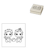 Twins Baby Boy Girl Color Me Rubberstempel (Gestempeld)