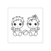 Twins Baby Boy Girl Color Me Rubberstempel (Afrduk)