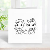 Twins Baby Boy Girl Color Me Rubberstempel
