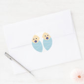 Twins Baby Boy Shower Birthday Celebration Destiny Ronde Sticker (Envelop)