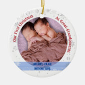 Twins Baby Boys 1e Kerstmis achter-grootouders Fot Keramisch Ornament (Voorkant)