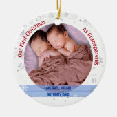 Twins Baby Boys 1e Kerstmis Als Grootouders 2 Foto Keramisch Ornament (Voorkant)