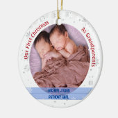 Twins Baby Boys 1e Kerstmis Als Grootouders 2 Foto Keramisch Ornament (Links)