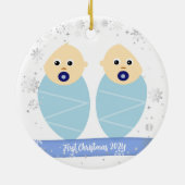 Twins Baby Boys 1e Kerstmis Als Grootouders 2 Foto Keramisch Ornament (Achterkant)