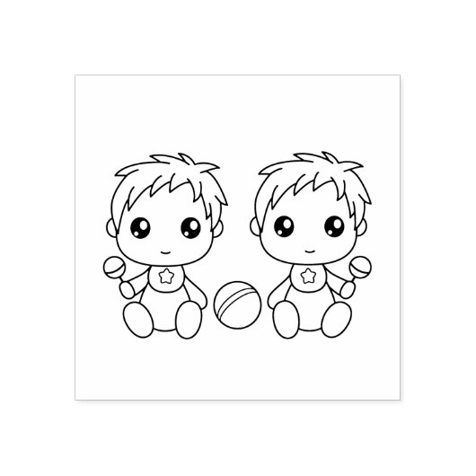 Twins Baby Boys Kleur me Rubberstempel (Afrduk)