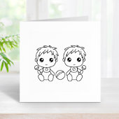 Twins Baby Boys Kleur me Rubberstempel