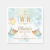 Twins Baby Boys Leuke Beren Ballonnen Baby shower Servet (Voorkant)