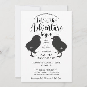 Twins Baby Chicken Baby shower Invitation Kaart