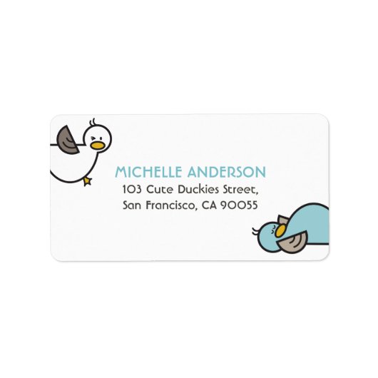 Twins Baby Cute Cartoon Playful Duckies Labels (Voorkant)
