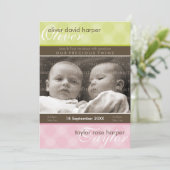 TWINS BABY DANK U :: harmonie 2P Aankondiging (Staand voorkant)