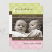 TWINS BABY DANK U :: harmonie 2P Aankondiging (Voorkant / Achterkant)