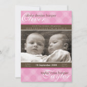 TWINS BABY DANK U :: harmonie 6P Aankondiging (Voorkant)