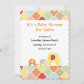 Twins Baby Elephants Shower-uitnodiging Kaart (Voorkant)