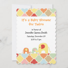 Twins Baby Elephants Shower-uitnodiging Kaart
