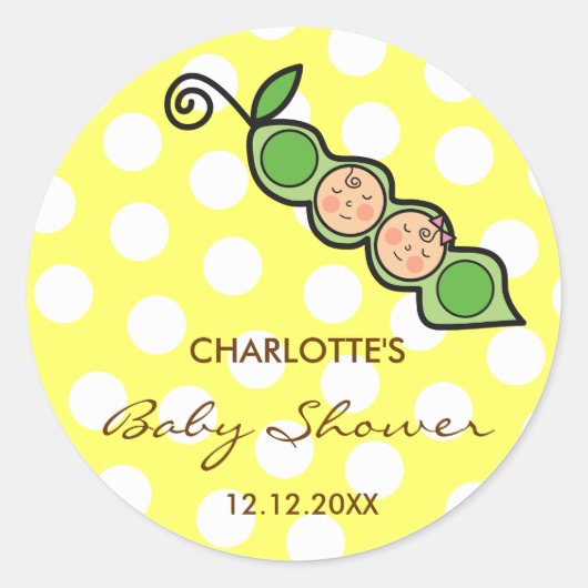 Twins Baby Erwten in Pod Baby shower Label / Stick (Voorkant)
