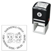 Twins Baby Girl Beer Family Round Address Zelfinktende Stempel (In situ)