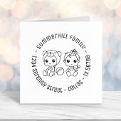 Twins Baby Girl Beer Family Round Address Zelfinktende Stempel