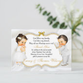 Twins Baby Girl Boy Baptism Gold Cross Bedankt (Staand voorkant)