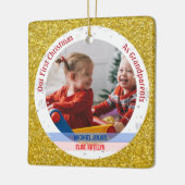 Twins Baby Jongen Meisje 1e Kerstmis Grootouders F Keramisch Ornament (Links)