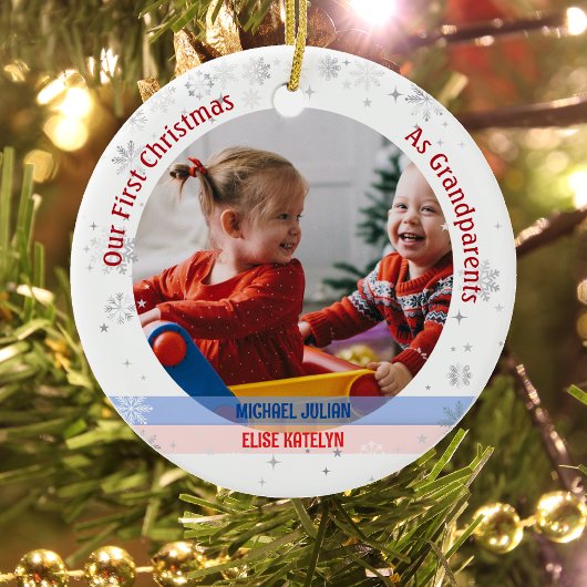 Twins Baby Jongen Meisje 1e Kerstmis Grootouders F Keramisch Ornament