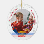 Twins Baby Jongen Meisje 1e Kerstmis Grootouders F Keramisch Ornament (Links)