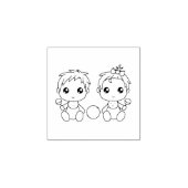 Twins Baby Jongen Meisje 1x1 Rubberstempel (Afrduk)
