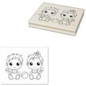 Twins Baby Jongen Meisje Kleurplaat Rubberstempel (Gestempeld)