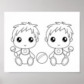 Twins Baby Jongens Kleurplaat Poster (Voorkant)