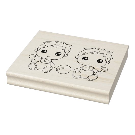 Twins Baby Jongens Kleurplaat Rubberstempel (Stempel)