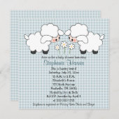 Twins Baby Lambs Baby Douche Uitnodigingen Jongens (Voorkant / Achterkant)