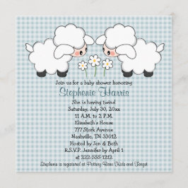 Twins Baby Lambs Baby Douche Uitnodigingen Jongens