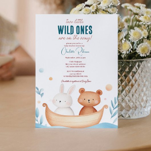 Twins baby Leuke dieren Baby shower Kaart