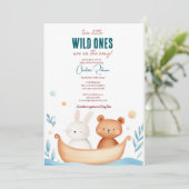 Twins baby Leuke dieren Baby shower Kaart (Staand voorkant)
