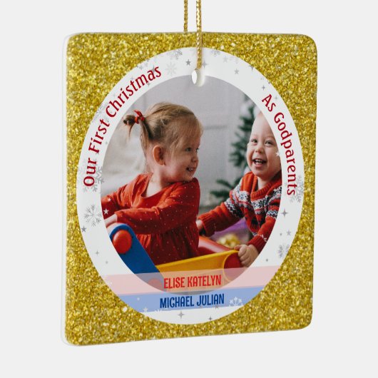 Twins Baby Meisje Jongen 1e Kerstmis Als peetouder Keramisch Ornament (Rechts)