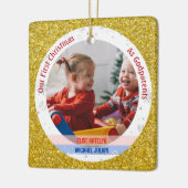 Twins Baby Meisje Jongen 1e Kerstmis Als peetouder Keramisch Ornament (Links)