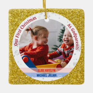 Twins Baby Meisje Jongen 1e Kerstmis Als peetouder Keramisch Ornament