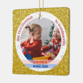 Twins Baby Meisje Jongen 1e Kerstmis Grootouders F Keramisch Ornament (Links)