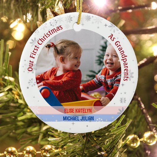 Twins Baby Meisje Jongen 1e Kerstmis Grootouders F Keramisch Ornament